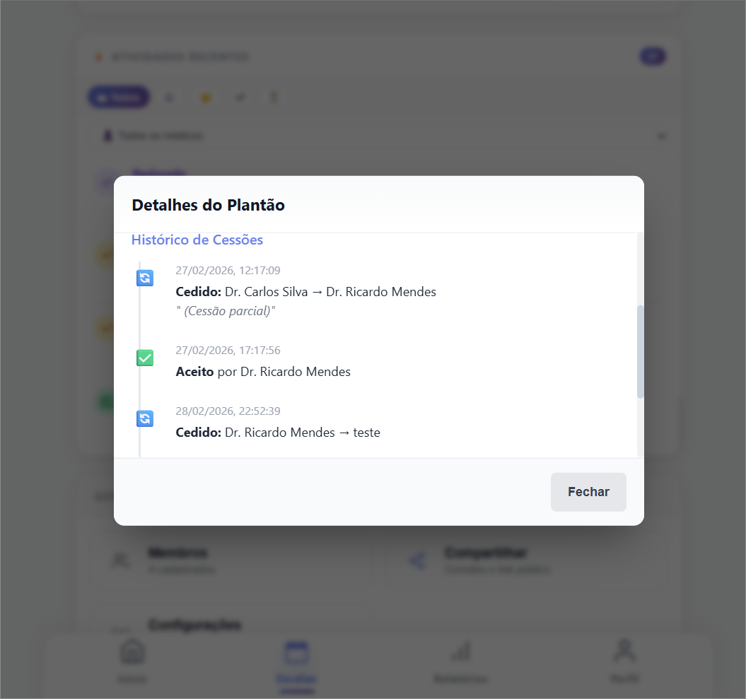 Troca de plantão registrada